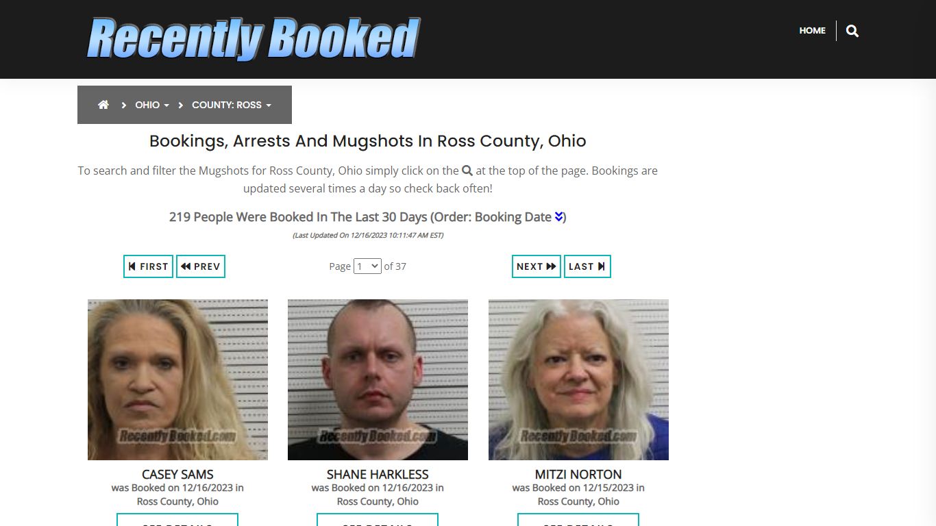 Recent bookings, Arrests, Mugshots in Ross County, Ohio - Recently Booked